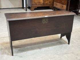 A 17th Century oak boarded chip carved chest, the interior with a till. 39" wide.
