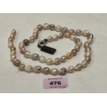 A Honora ming pearl necklace with silver clasp. 30" long.