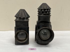 Two Victorian bulls eye police oil lanterns.