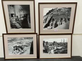 Four framed early 20th Century photographic prints, Abu Simbel; The Mastaba of Mereruka; Kaaba of