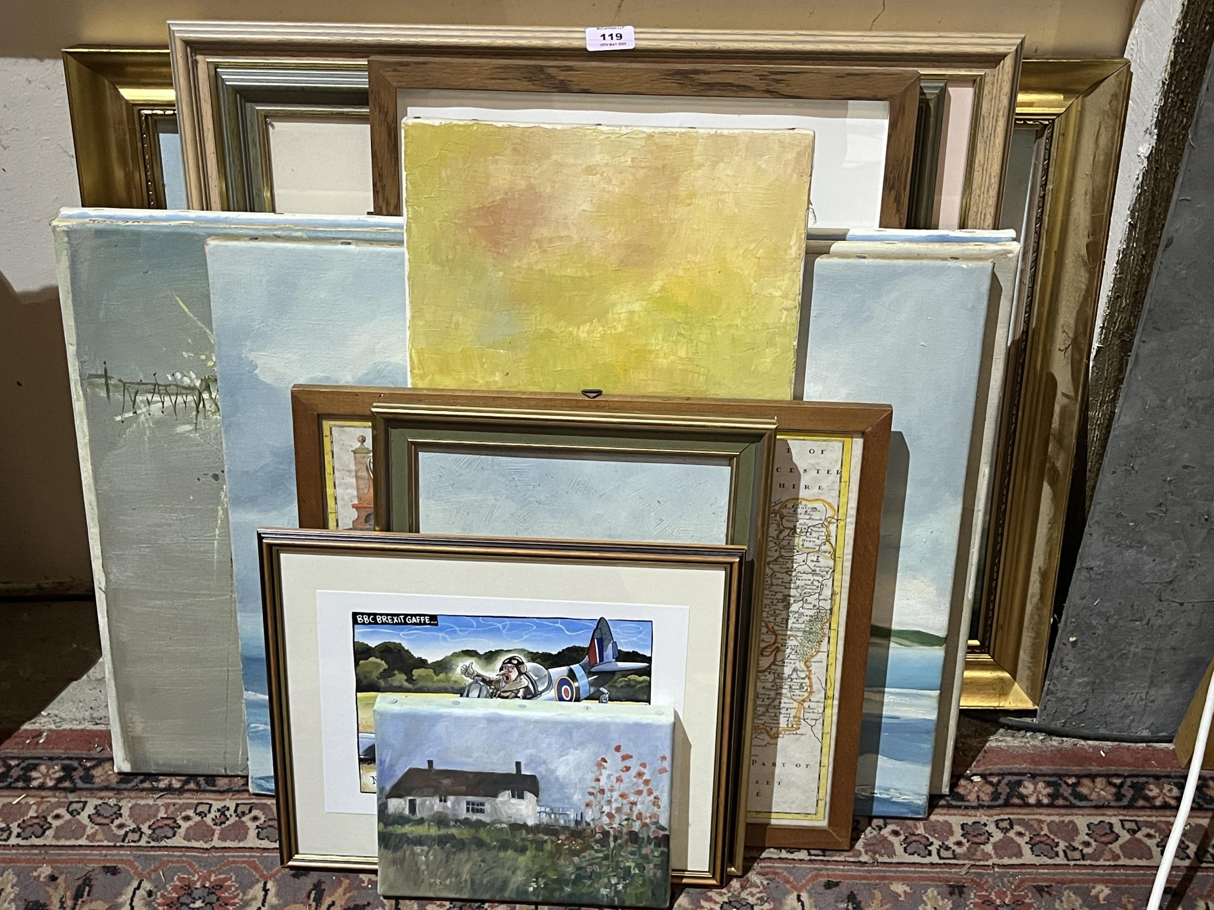 A quantity of oil paintings and prints.
