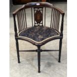 An Edward VII mahogany and inlaid corner chair.