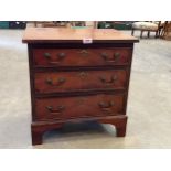 A 19th Century mahogany dwarf chest of three drawers on bracket feet. 20"w x 20"h.