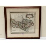 An engraved and coloured map by Robert Morden, The North Riding Of Yorkshire. 14½" x 17"