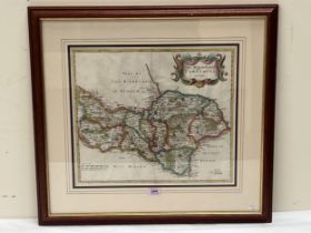 An engraved and coloured map by Robert Morden, The North Riding Of Yorkshire. 14½" x 17"