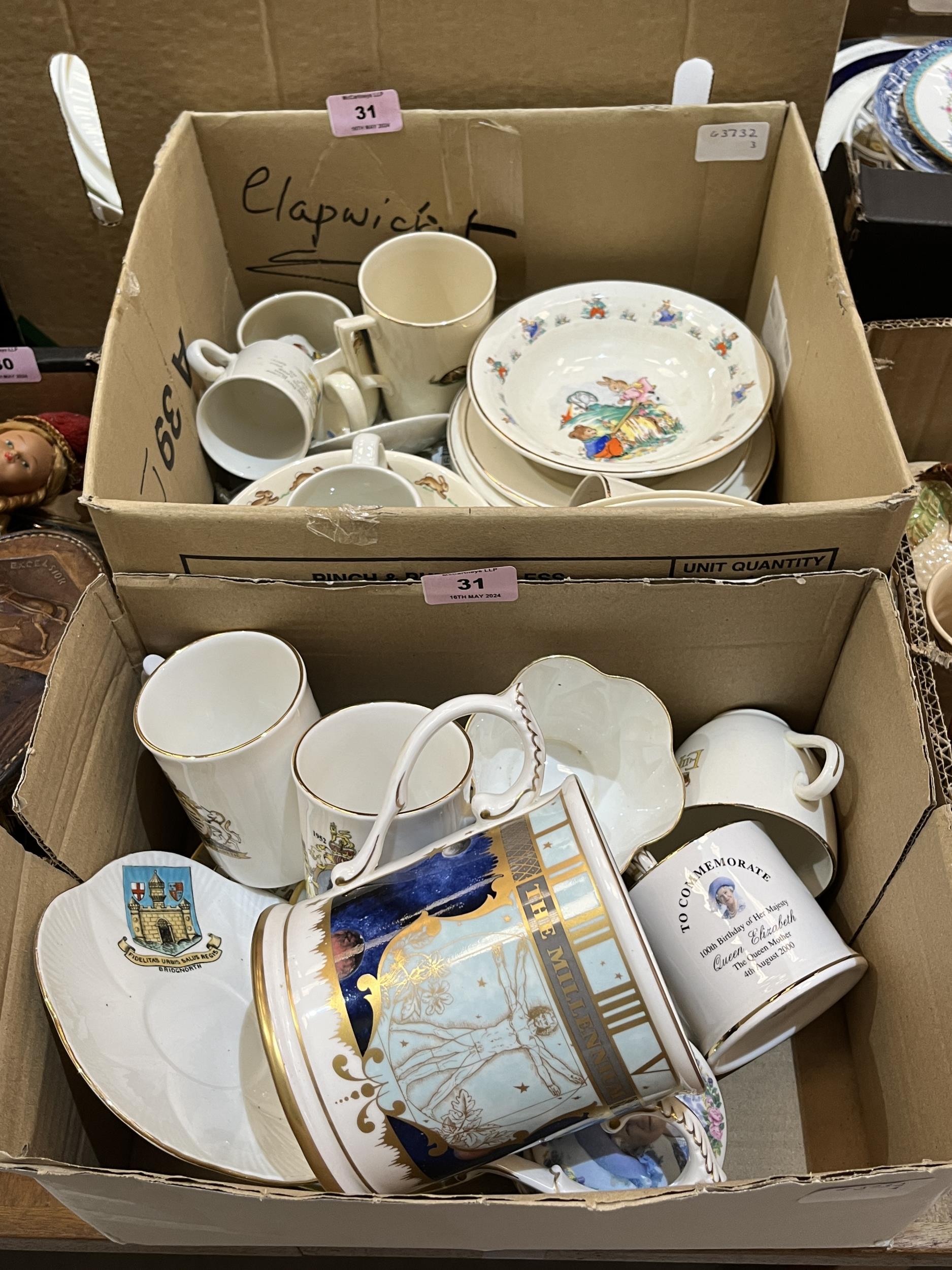 Three boxes of ceramics.