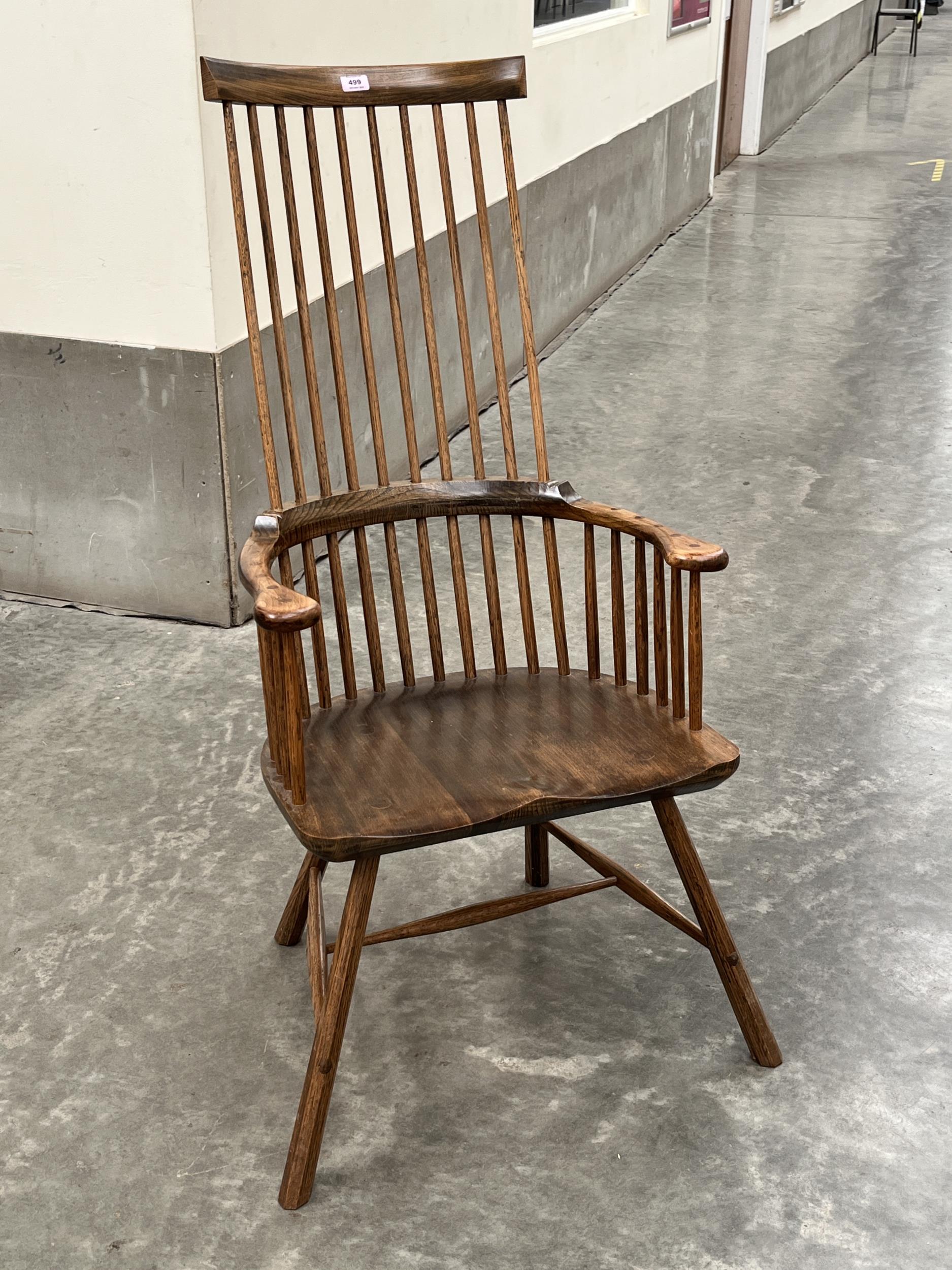 A fine Welsh comb-back Windsor armchair, signed to underside 'John Brown' (Welsh 1933-2008) and