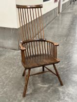 A fine Welsh comb-back Windsor armchair, signed to underside 'John Brown' (Welsh 1933-2008) and