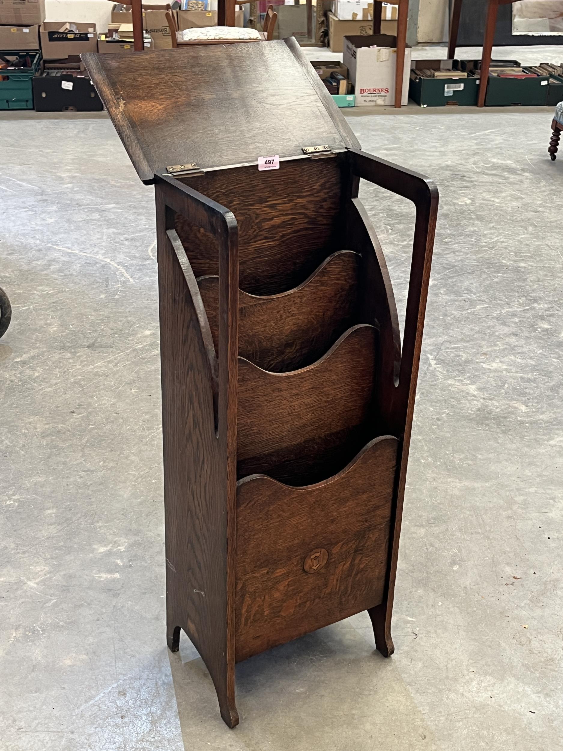 An oak Arts and Crafts magazine rack. 38" high. - Image 2 of 2