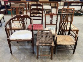 Six miscellaneous chairs and a stool (7).