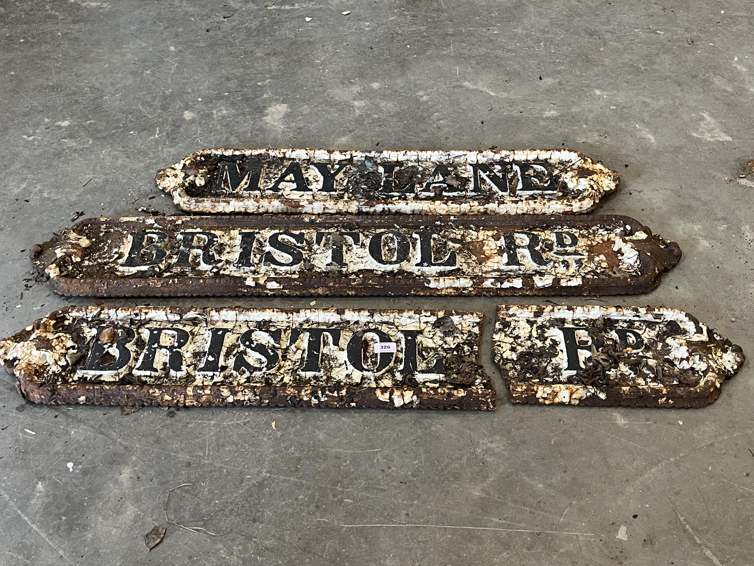 Three Victorian cast iron street signs. One AF.