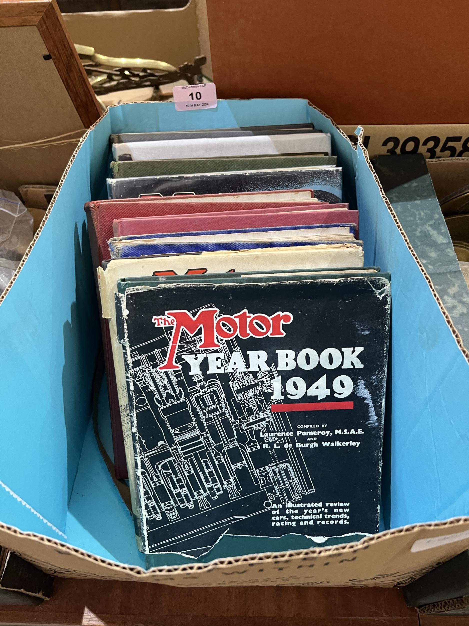 A box of Motor Year books, 1949-1957.