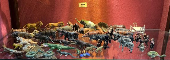 A collection of cold painted metal toy wild animals etc.