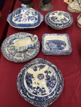 A quantity of 19th Century blue and white ceramics.