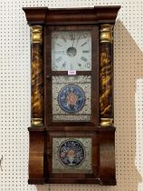 A 19th Century American wall clock by New Haven, Connecticut, the two train weight driven movement