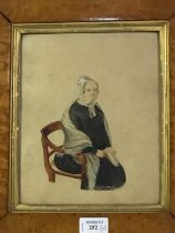 WATERCOLOUR OF A SEATED LADY, EARLY 19TH CENTURY