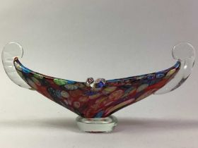 MURANO GLASS BOWL, AND TWO VASES