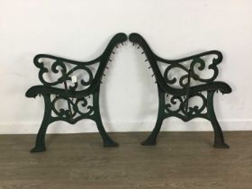 PAIR OF CAST IRON BENCH ENDS,