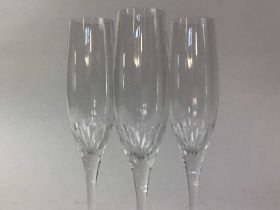 SET OF SIX CHAMPAGNE FLUTES, AND OTHER ITEMS