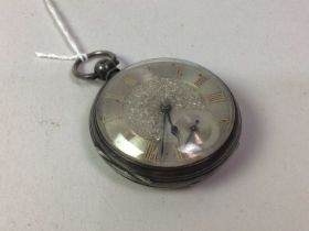 GEORGE V SILVER POCKET WATCH, AND A SILVER THIMBLE