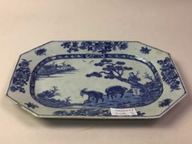 CHINESE BLUE AND WHITE MEAT DISH, 19TH CENTURY