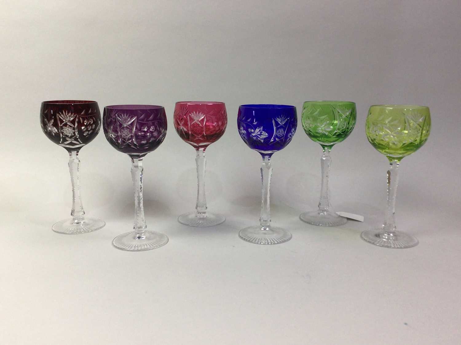 HARLEQUIN SET OF SIX HOCK GLASSES,