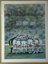 CELTIC F.C., LIMITED EDITION PRINT AFTER JIM SCULLION, ALONG WITH A 1995 SCOTTISH CUP WINNERS SIGNED