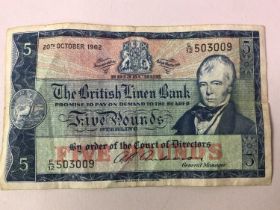 THE BRITISH LINEN BANK, £5 NOTE,