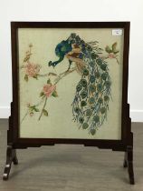 CHINESE EMBROIDERED FIRE SCREEN, 20TH CENTURY