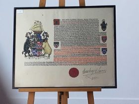 FRAMED ARMORIAL COAT OF ARMS,