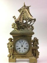 FRENCH GILT METAL CLOCK, TITLED 'LA RETOUR'