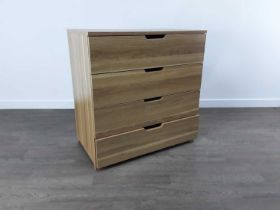 JOHN LEWIS, HARDWOOD VENEERED CHEST OF FOUR DRAWERS