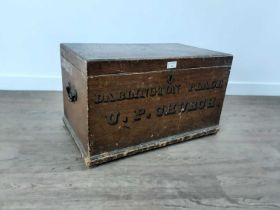 VICTORIAN SCUMBLED PINE DOCUMENT CHEST,