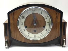 WALNUT CASED MANTEL CLOCK,