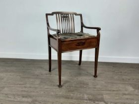 EDWARDIAN MAHOGANY PIANO STOOL,