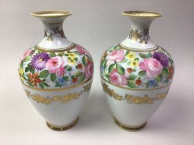 PAIR OF NORITAKE VASES, ANOTHER VASE AND STAND