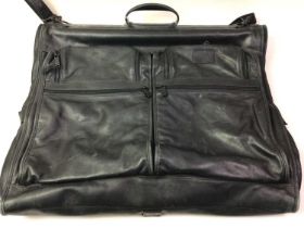 TUMI BLACK LEATHER GARMENT CASE, AND A BAG AND IPAD CASE