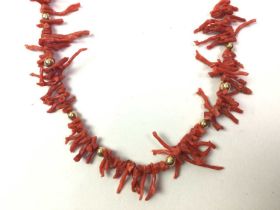 EIGHTEEN CARAT GOLD CORAL NECKLACE,