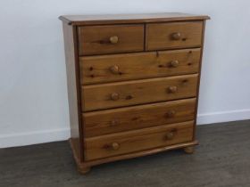 MODERN PINE CHEST, AND A BEDSIDE CHEST