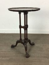 REPRODUCTION MAHOGANY CIRCULAR TEA TABLE, AND A DRESSING MIRROR