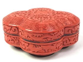 CHINESE CINNABAR BOX, AND OTHER ASIAN ITEMS