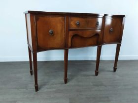 REPRODUCTION MAHOGANY SERPENTINE FRONT SIDEBOARD,