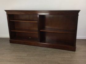 REPRODUCTION MAHOGANY OPEN BOOKCASE,