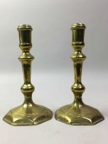 PAIR OF BRASS CANDLESTICKS,