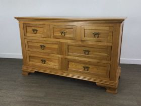 MODERN OAK CHEST OF DRAWERS, AND OTHER ITEMS