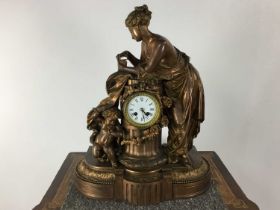 FRENCH FIGURAL BRONZED SPELTER MANTEL CLOCK, LATE 19TH CENTURY