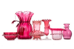 COLLECTION OF VICTORIAN CRANBERRY GLASS,