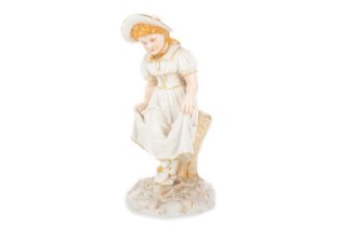 JAMES HADLEY FOR ROYAL WORCESTER, FIGURAL SPILL VASE, CIRCA 1884