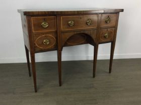 REGENCY INLAID MAHOGANY BREAKFRONT BREAKFAST SIDEBOARD, 19TH CENTURY