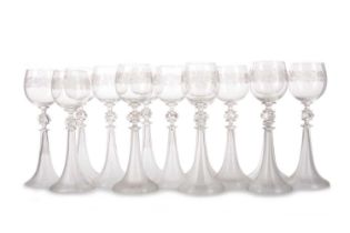 SET OF EIGHTEEN HOCK GLASSES, LATE 19TH / EARLY 20TH CENTURY